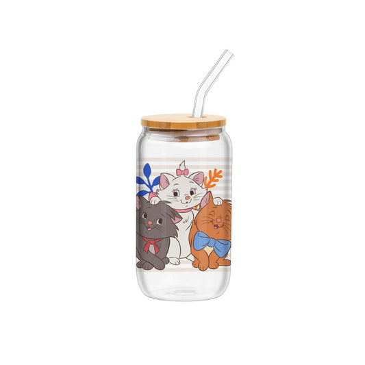 Disney Aristocats Kittens Better Together Stripes 16oz Glass Tumbler