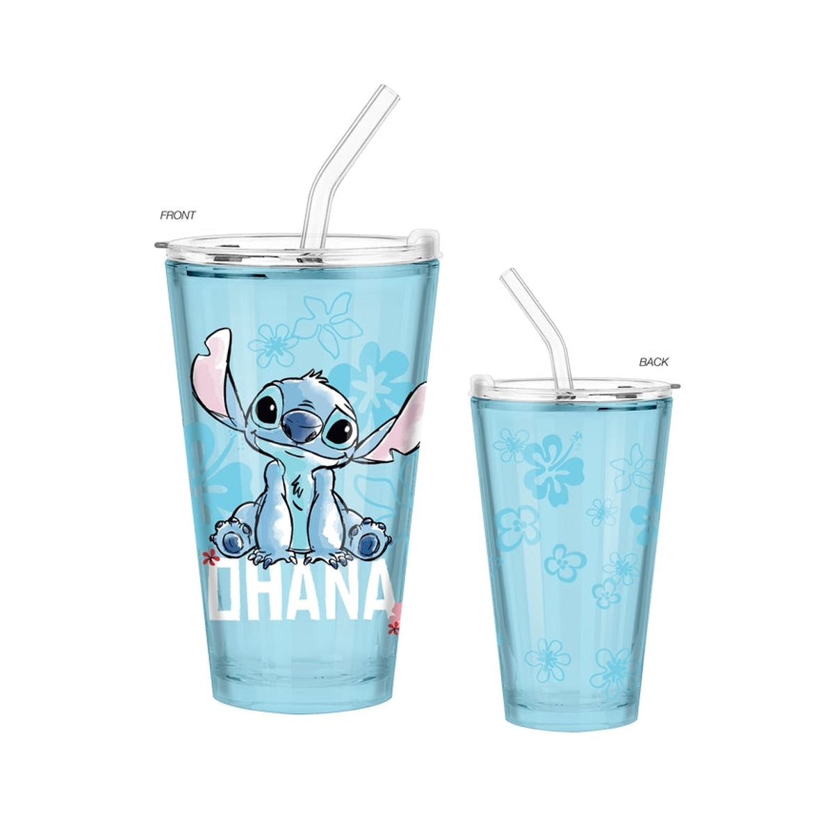 Disney Lilo & Stitch Ohana Sitting 16oz Pint Glass w/Lid