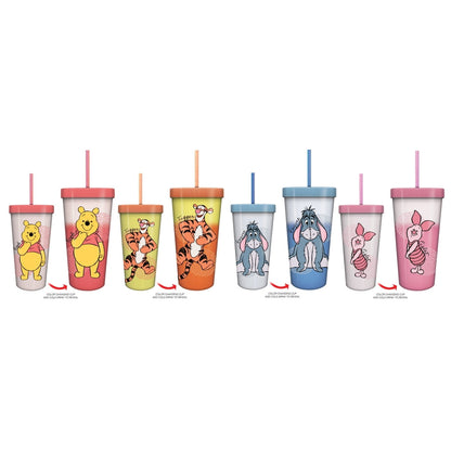 Disney Winnie Pooh Sketch 24oz Color Change Tumbler Set, 4-pack