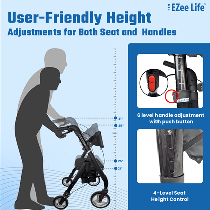 EZee Life Bariatric Rollator CH3019 | Heavy-Duty 400 lb Extra-Wide Walker Canada