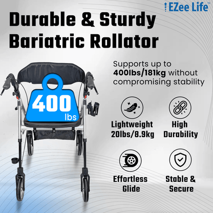 EZee Life Bariatric Rollator CH3019 | Heavy-Duty 400 lb Extra-Wide Walker Canada