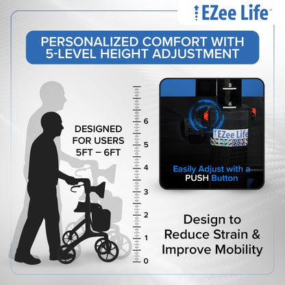 EZee Life Carbon Fiber Rollator CH3018 | Ultra-Lightweight 5.8 kg Walker Canada