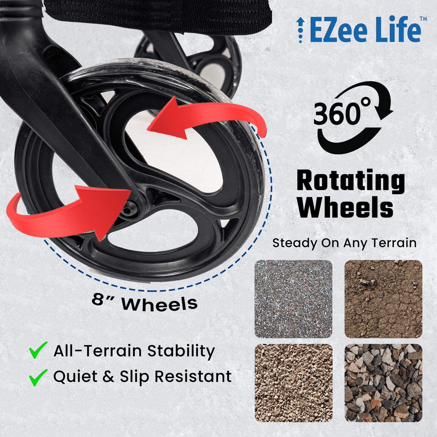 EZee Life Folding Rollator Walker CH2077 | Lightweight Height-Adjustable Mobility Aid Canada