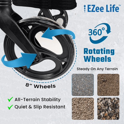 EZee Life Folding Rollator Walker CH2077 | Lightweight Height-Adjustable Mobility Aid Canada