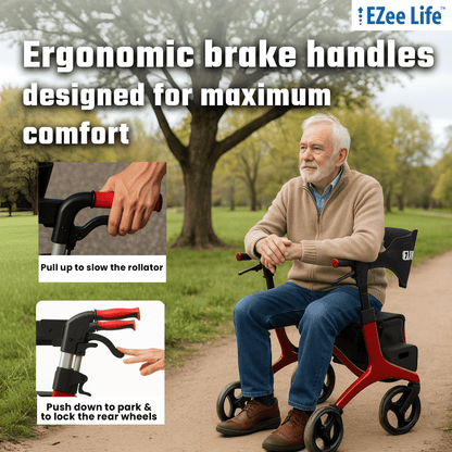 EZee Life Folding Rollator Walker CH2077 | Lightweight Height-Adjustable Mobility Aid Canada
