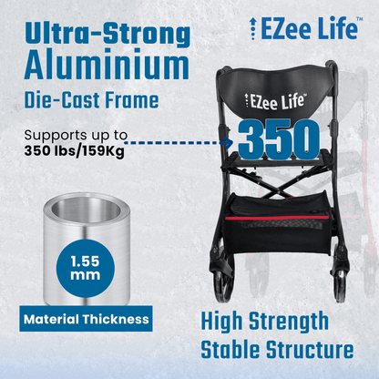 EZee Life Folding Rollator Walker CH2077 | Lightweight Height-Adjustable Mobility Aid Canada
