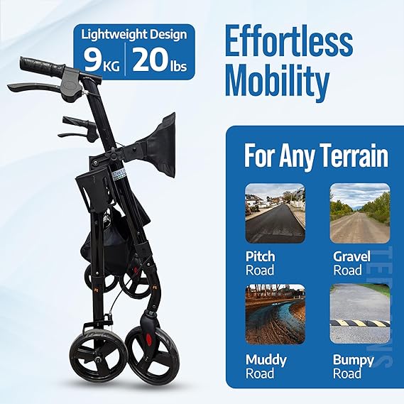 EZee Life Lightweight Steel Rollator CH3017 | European Design 4-Wheel Walker Canada