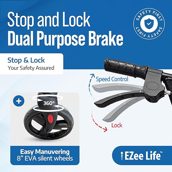 EZee Life Lightweight Steel Rollator CH3017 | European Design 4-Wheel Walker Canada