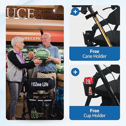 EZee Life Lightweight Steel Rollator CH3017 | European Design 4-Wheel Walker Canada