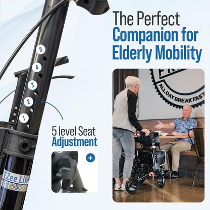 EZee Life Lightweight Steel Rollator CH3017 | European Design 4-Wheel Walker Canada