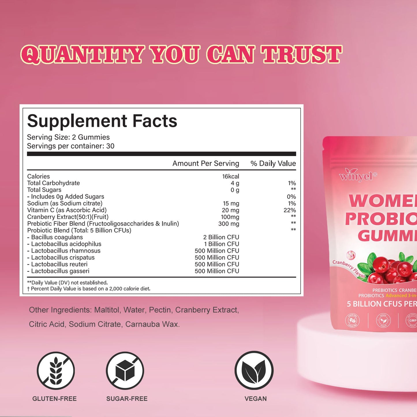 Women's Probiotic Gummies Cranberry Probiotic Gummies
