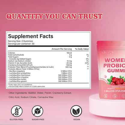 Women's Probiotic Gummies Cranberry Probiotic Gummies