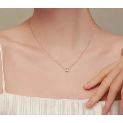 Gorgeous Shiny Choker - 925 Sterling Silver Geometric Cut Zircon Pendant Necklace