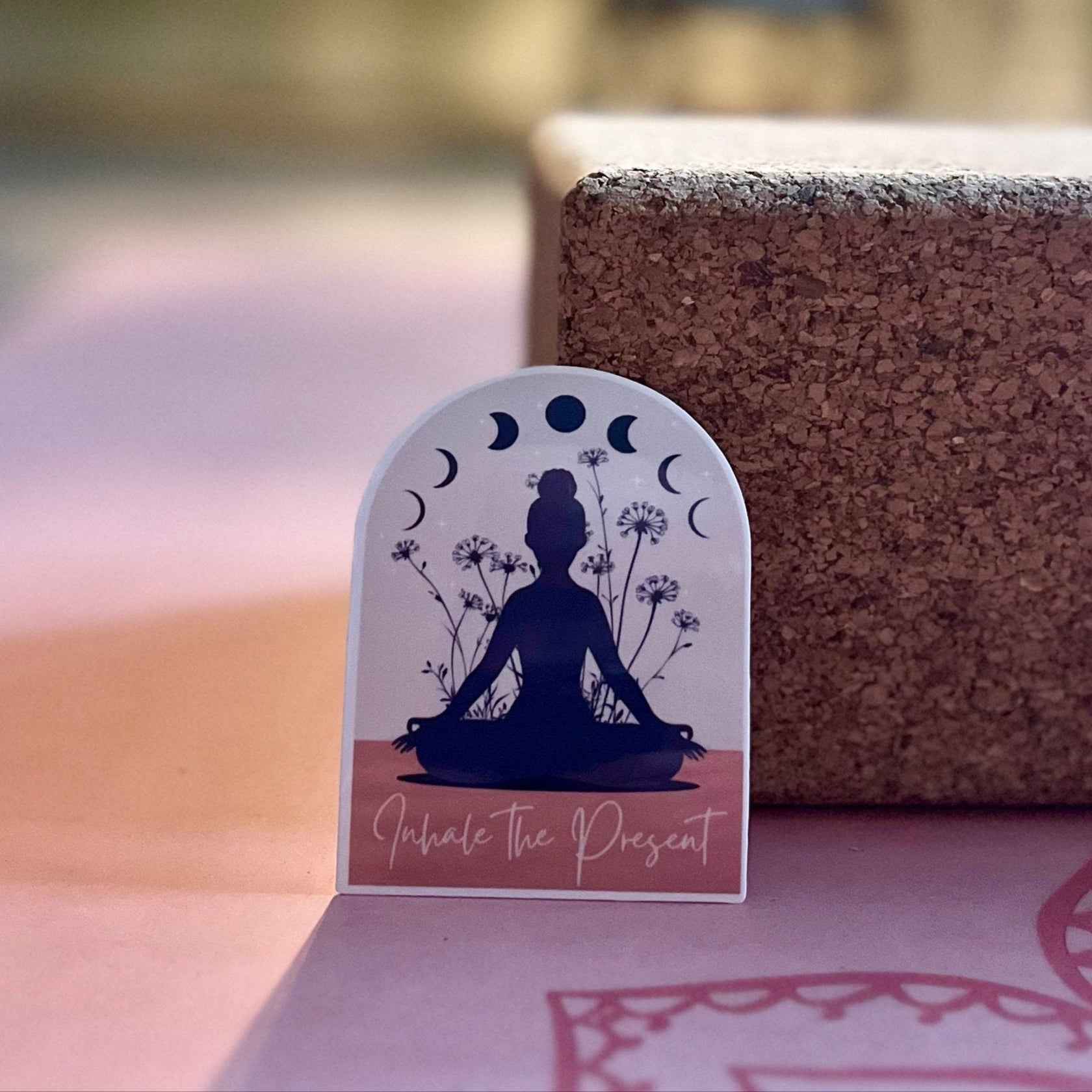 Inhale the Present Yoga Sticker for Mindfulness and Motivation