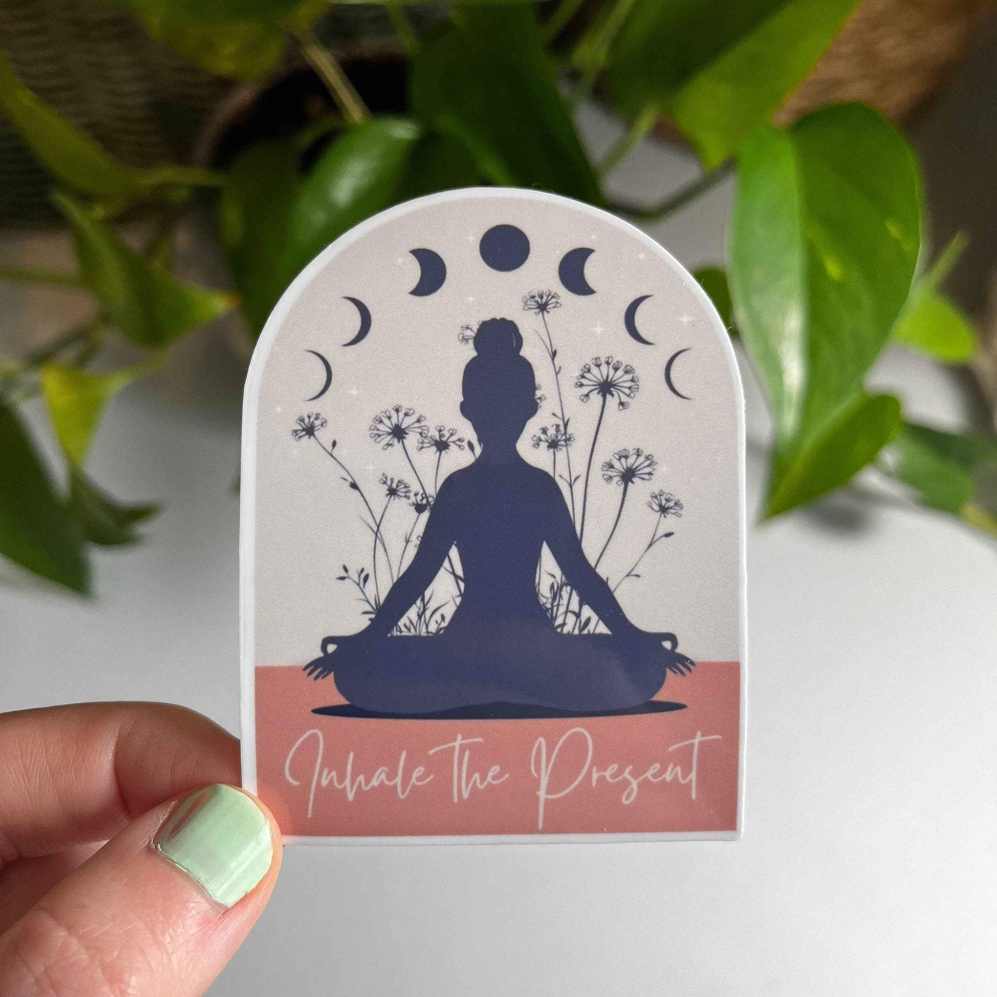 Inhale the Present Yoga Sticker for Mindfulness and Motivation