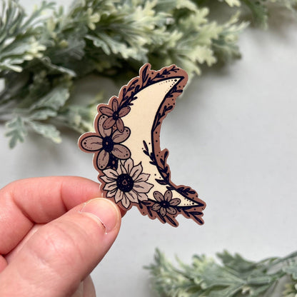 Crescent Moon Flower Sticker - Beautiful Floral Design for Unique Decor