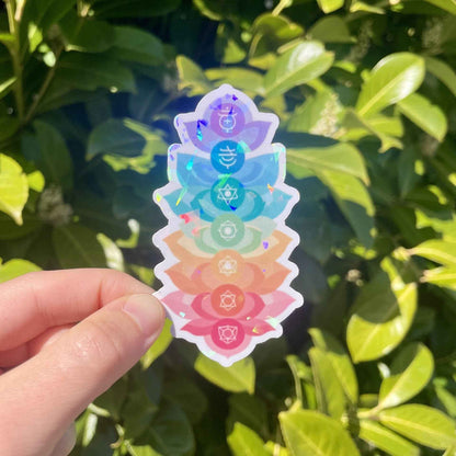 Holographic Chakra Lotus Sticker - Vibrant Holographic Chakra Sticker for Spiritual Energy