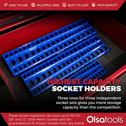 3-Row Magnetic Socket Holder