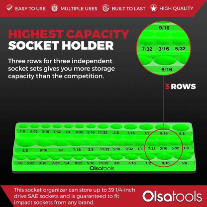 3-Row Magnetic Socket Holder