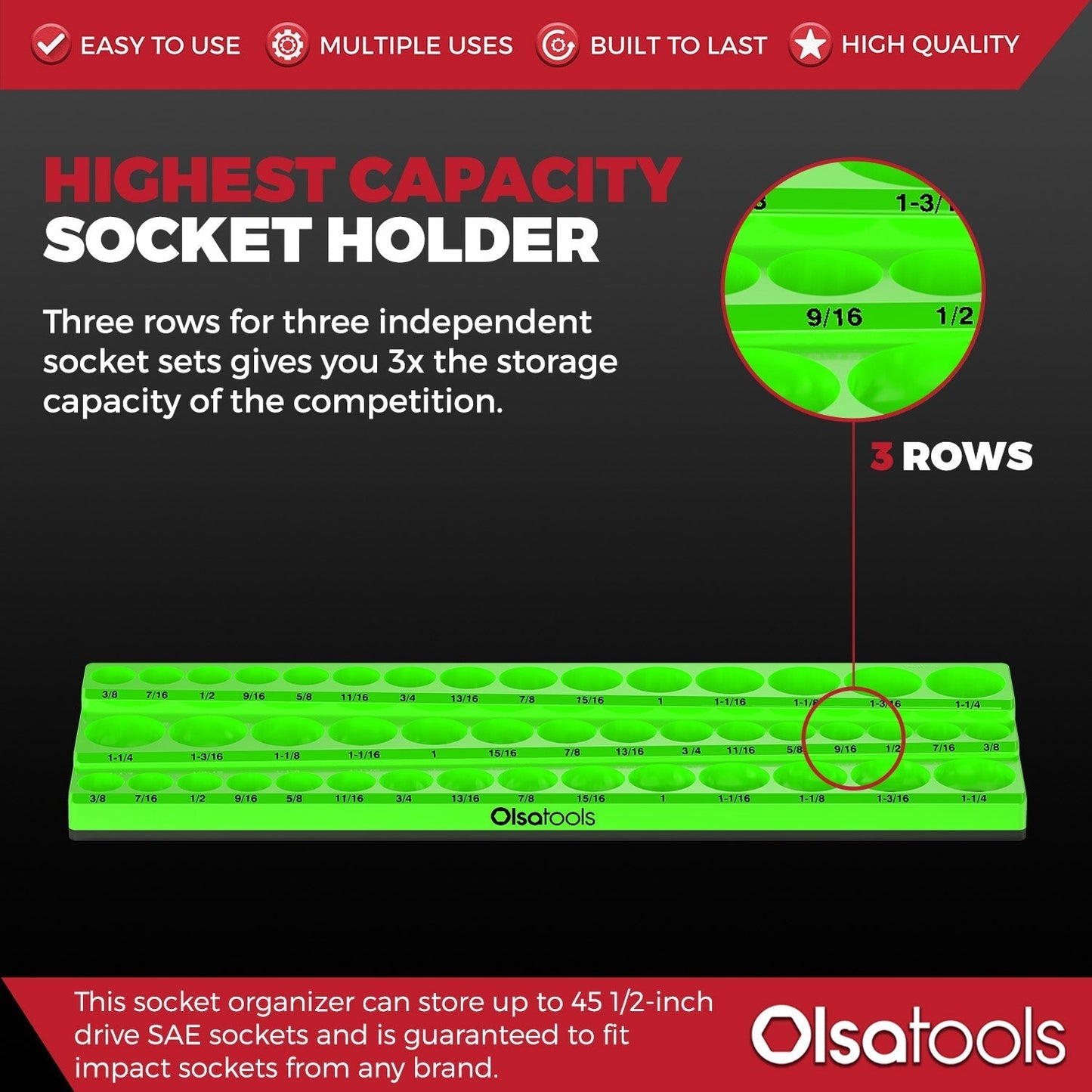 3-Row Magnetic Socket Holder