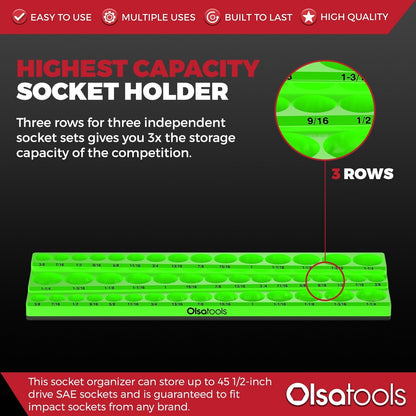 3-Row Magnetic Socket Holder