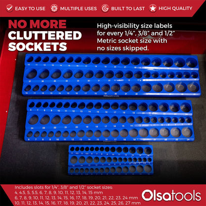 3-Row Magnetic Socket Holder