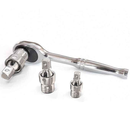3pc Universal Joint Set, Socket Adapter 1/2", 3/8", and 1/4" drive