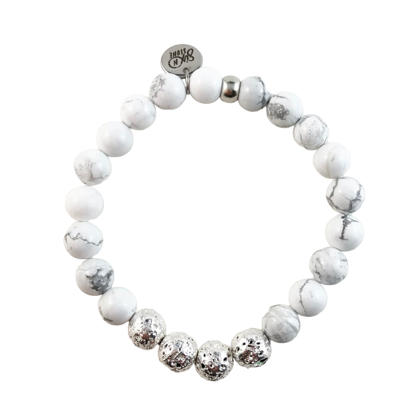 Silver Lava Howlite Bracelet - Unique Healing Gemstone Jewelry