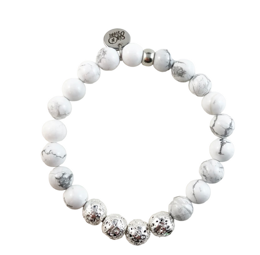 Silver Lava Howlite Bracelet - Unique Healing Gemstone Jewelry