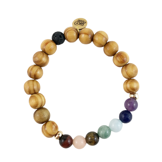 Chakra Wood Bracelet - Natural Energy Healing Accessory