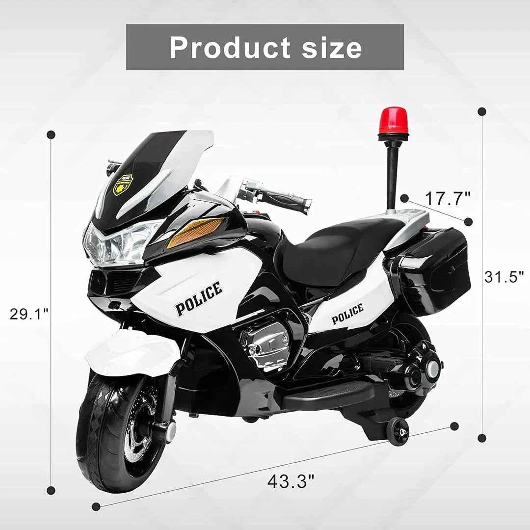 2026 24V Police Motorcycle with Rubber Tires - 2 Seater Electric Ride