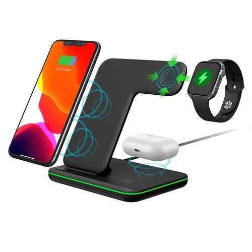 Ninja 15W Fast Wireless Charging Station - 3 in 1 Mobile Phone Charger