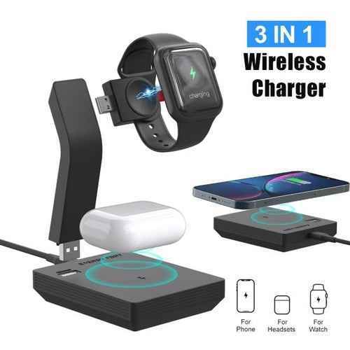 Ninja 15W Fast Wireless Charging Station - 3 in 1 Mobile Phone Charger