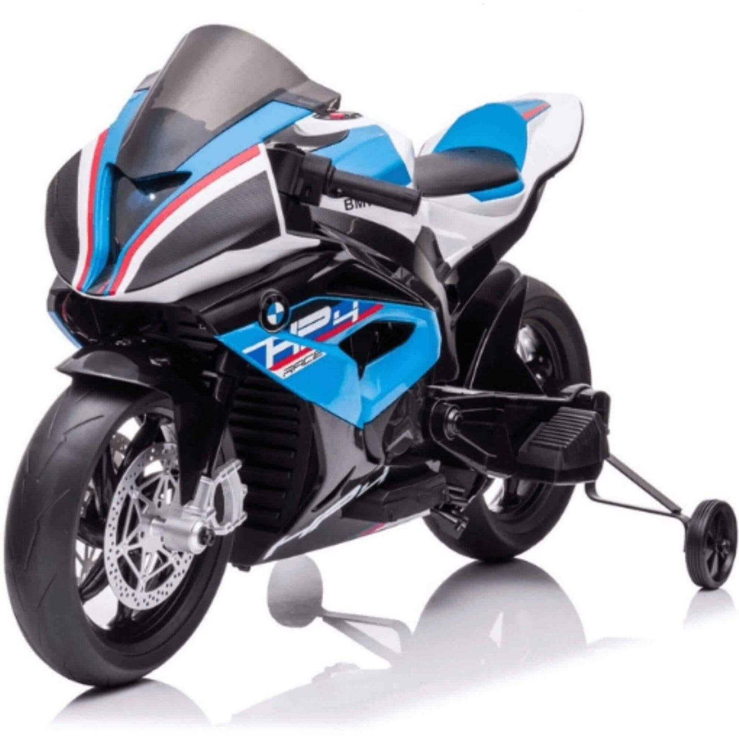 12V Blue BMW HP4 Kids' Super Motorcycle W/ EVA Rubber Wheels, Music & Lights
