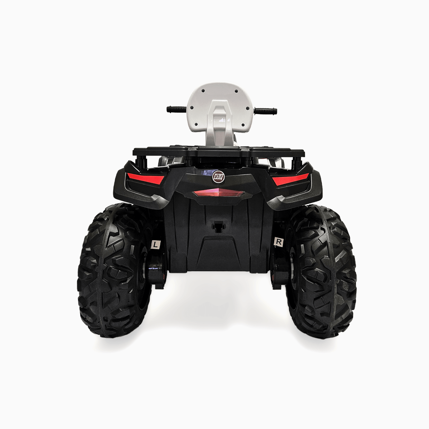 24V White Upgraded Titan Edition 4x4 Ride-On Quad ATV W/ EVA Rubber Wheels, Bluetooth Music & Lights