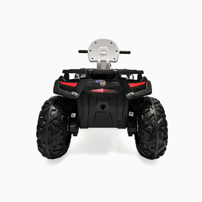 24V White Upgraded Titan Edition 4x4 Ride-On Quad ATV W/ EVA Rubber Wheels, Bluetooth Music & Lights