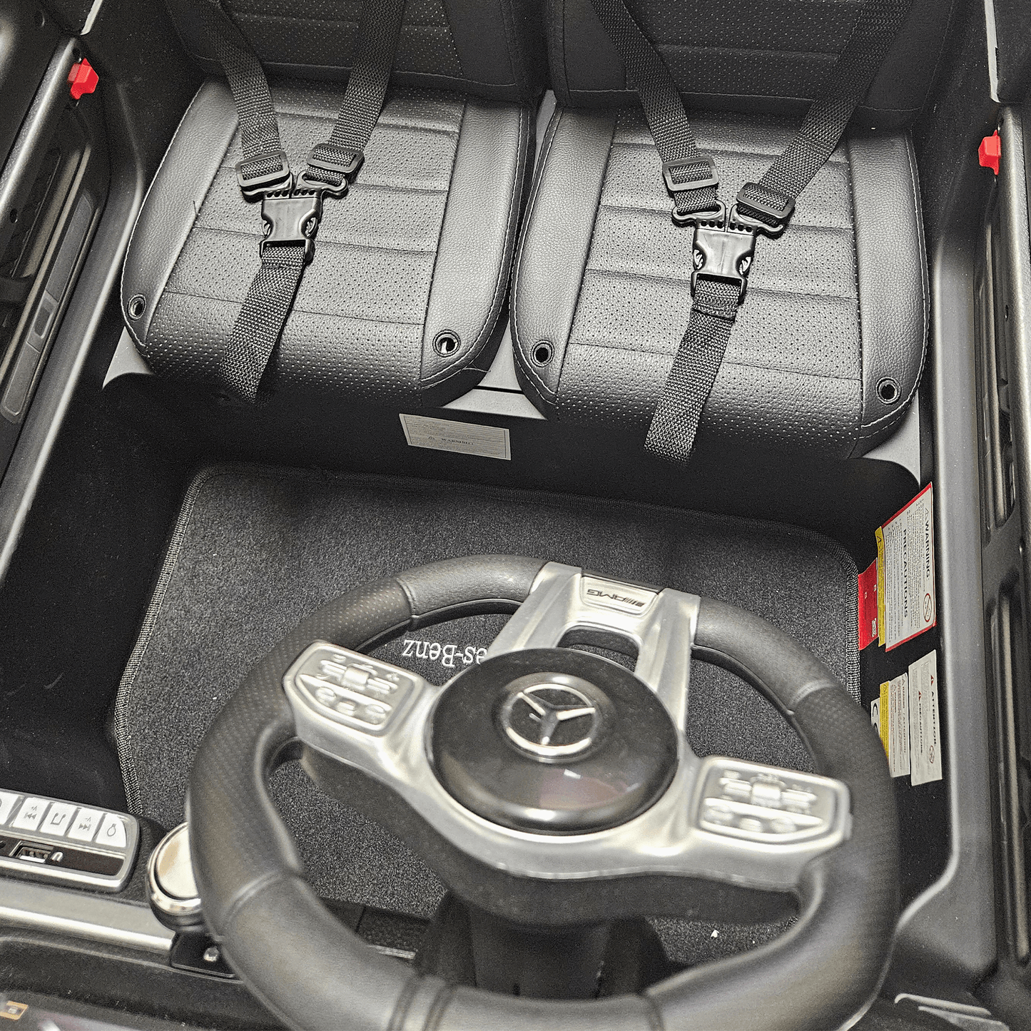 24V Exclusive Matte Black Mercedes Benz G63 2-Seater 4x4 Kids' Ride-on SUV W/ EVA Wheels, Leather Seats, Light-up Logo, BT & RC