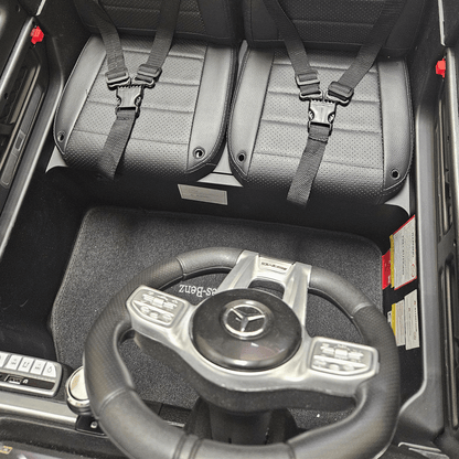 24V Exclusive Matte Black Mercedes Benz G63 2-Seater 4x4 Kids' Ride-on SUV W/ EVA Wheels, Leather Seats, Light-up Logo, BT & RC