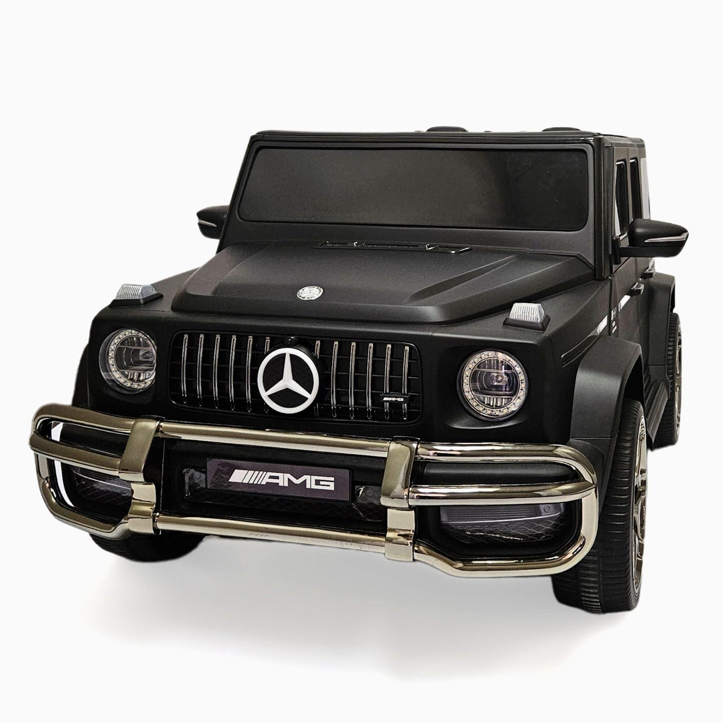 24V Exclusive Matte Black Mercedes Benz G63 2-Seater 4x4 Kids' Ride-on SUV W/ EVA Wheels, Leather Seats, Light-up Logo, BT & RC