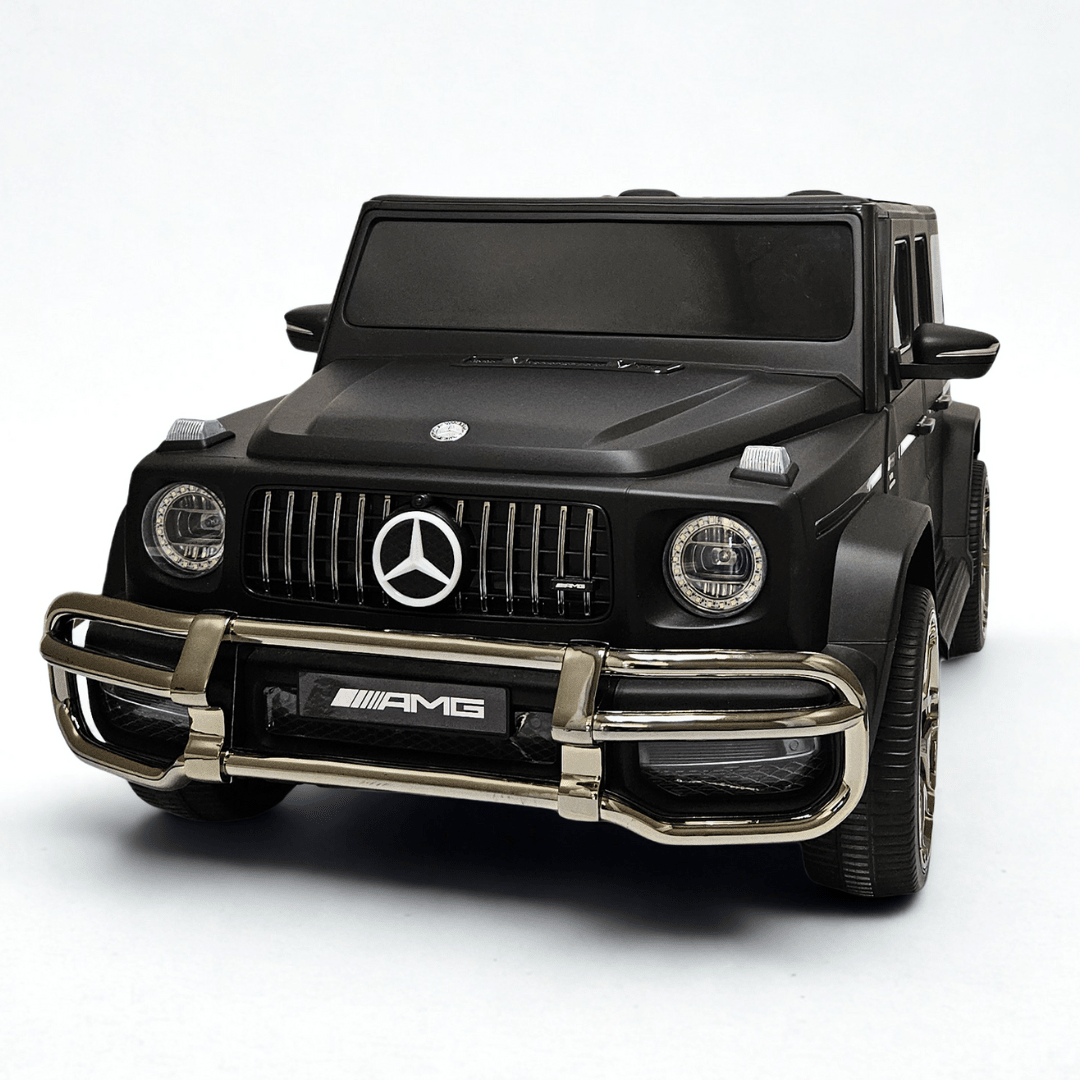 24V Exclusive Matte Black Mercedes Benz G63 2-Seater 4x4 Kids' Ride-on SUV W/ EVA Wheels, Leather Seats, Light-up Logo, BT & RC