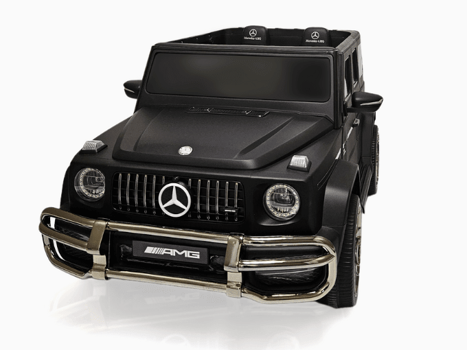 24V Exclusive Matte Black Mercedes Benz G63 2-Seater 4x4 Kids' Ride-on SUV W/ EVA Wheels, Leather Seats, Light-up Logo, BT & RC