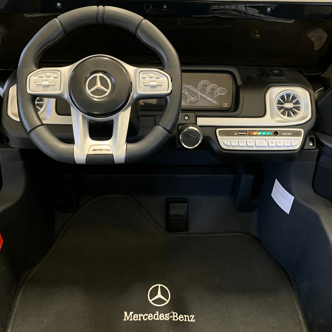 24V Exclusive Matte Black Mercedes Benz G63 2-Seater 4x4 Kids' Ride-on SUV W/ EVA Wheels, Leather Seats, Light-up Logo, BT & RC