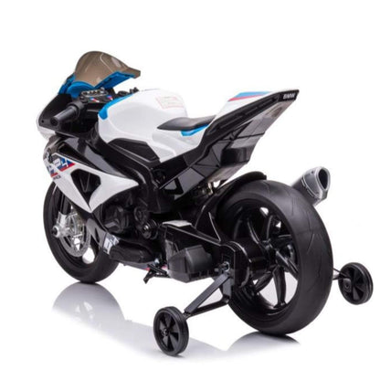 12V Blue BMW HP4 Kids' Super Motorcycle W/ EVA Rubber Wheels, Music & Lights