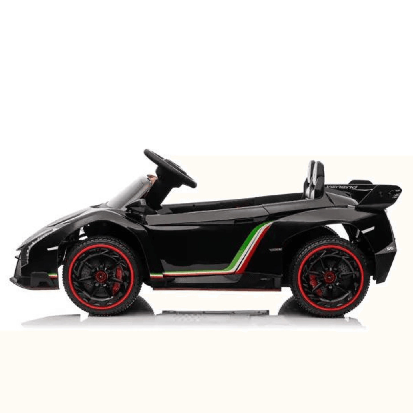 12V Black Lamborghini Veneno 4X4 Limited Edition Ride-on Car W/ EVA Rubber Wheels, Bluetooth & RC
