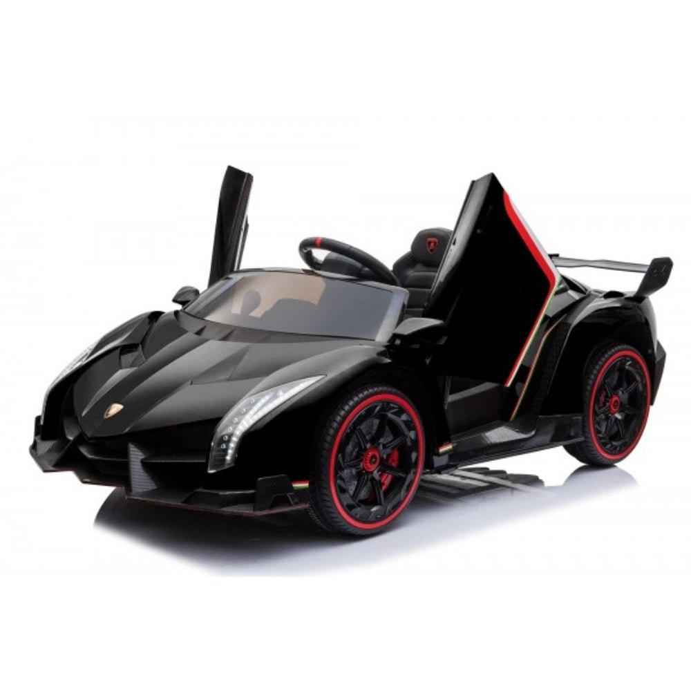 12V Black Lamborghini Veneno 4X4 Limited Edition Ride-on Car W/ EVA Rubber Wheels, Bluetooth & RC