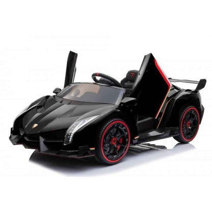 12V Black Lamborghini Veneno 4X4 Limited Edition Ride-on Car W/ EVA Rubber Wheels, Bluetooth & RC