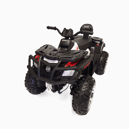 24V White Upgraded Titan Edition 4x4 Ride-On Quad ATV W/ EVA Rubber Wheels, Bluetooth Music & Lights