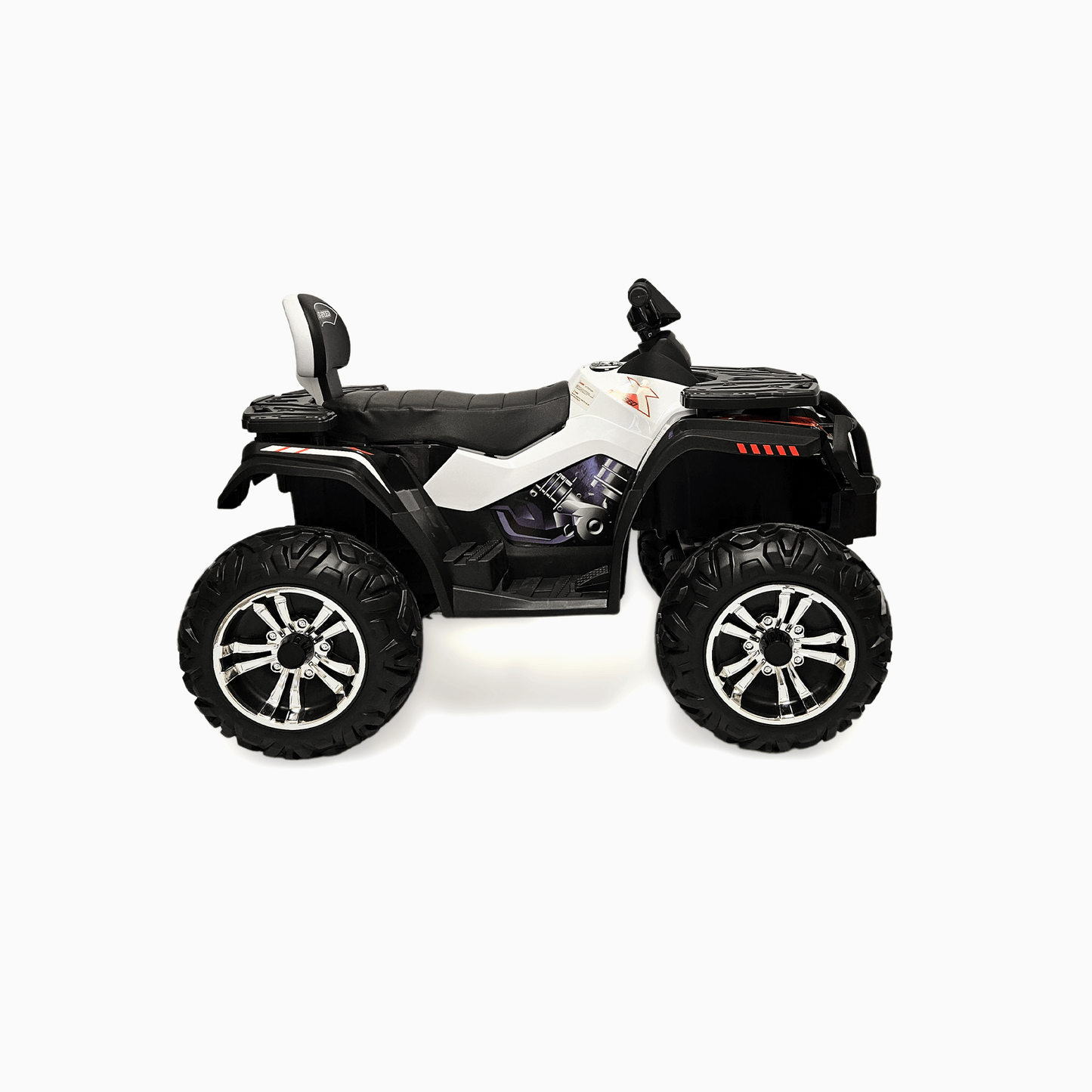 24V White Upgraded Titan Edition 4x4 Ride-On Quad ATV W/ EVA Rubber Wheels, Bluetooth Music & Lights