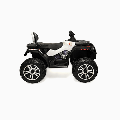 24V White Upgraded Titan Edition 4x4 Ride-On Quad ATV W/ EVA Rubber Wheels, Bluetooth Music & Lights