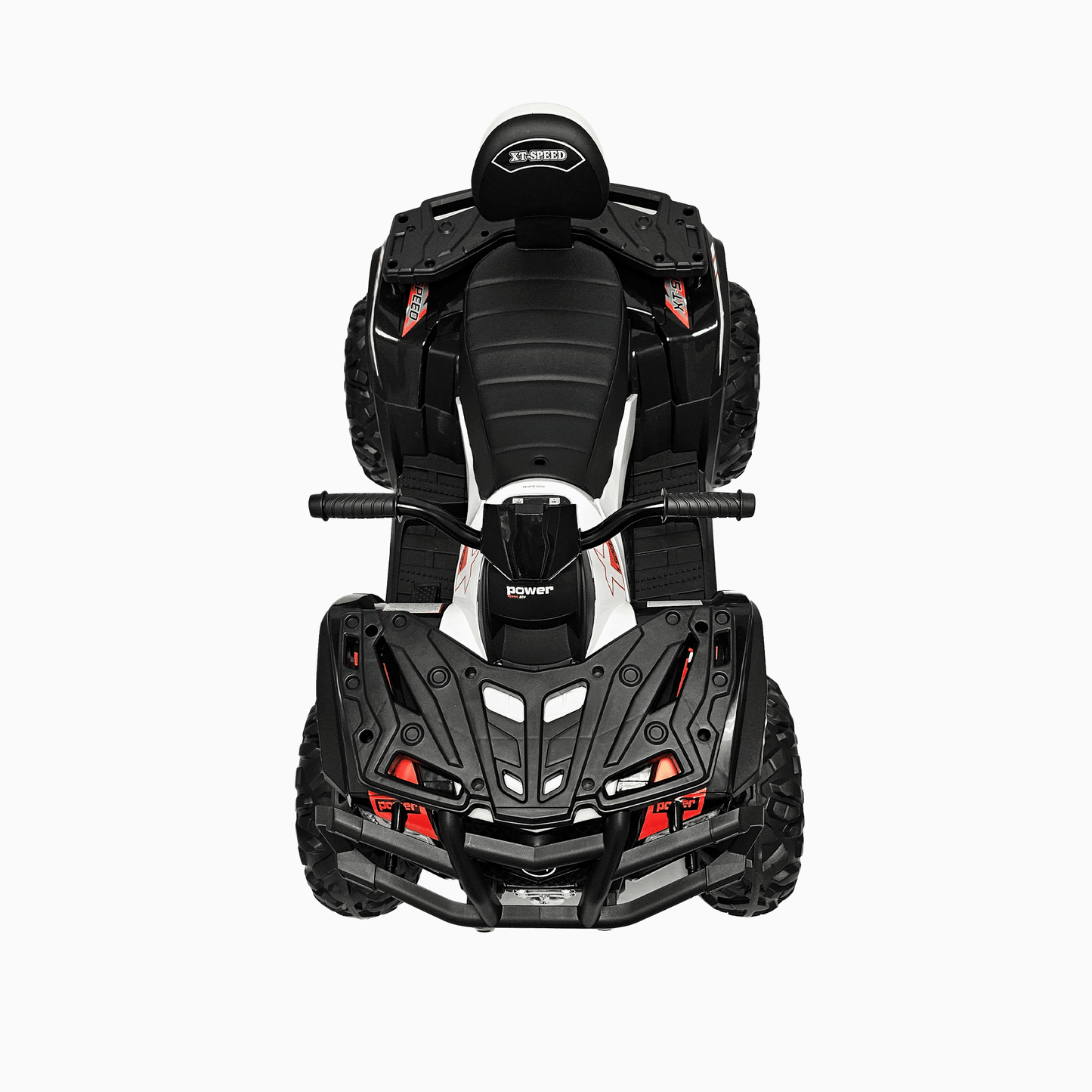 24V White Upgraded Titan Edition 4x4 Ride-On Quad ATV W/ EVA Rubber Wheels, Bluetooth Music & Lights